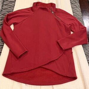 Athleta Cozy Karma Asym Pullover top size Large maroon red color